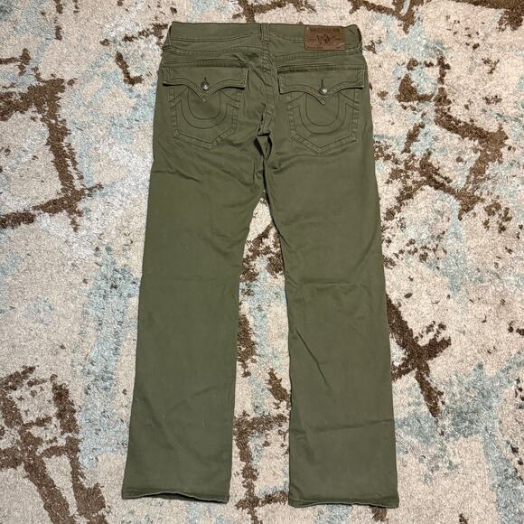 True Religion Ricky Relaxed Straight Green Jeans Size 34x33 Y2K - Picture 1 of 5